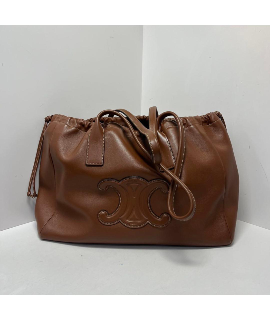 CELINE Коричневая кожаная сумка через плечо, фото 9