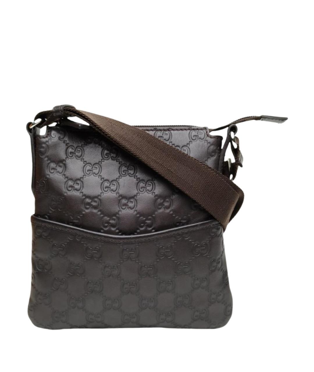 GUCCI Коричневая кожаная сумка через плечо, фото 1