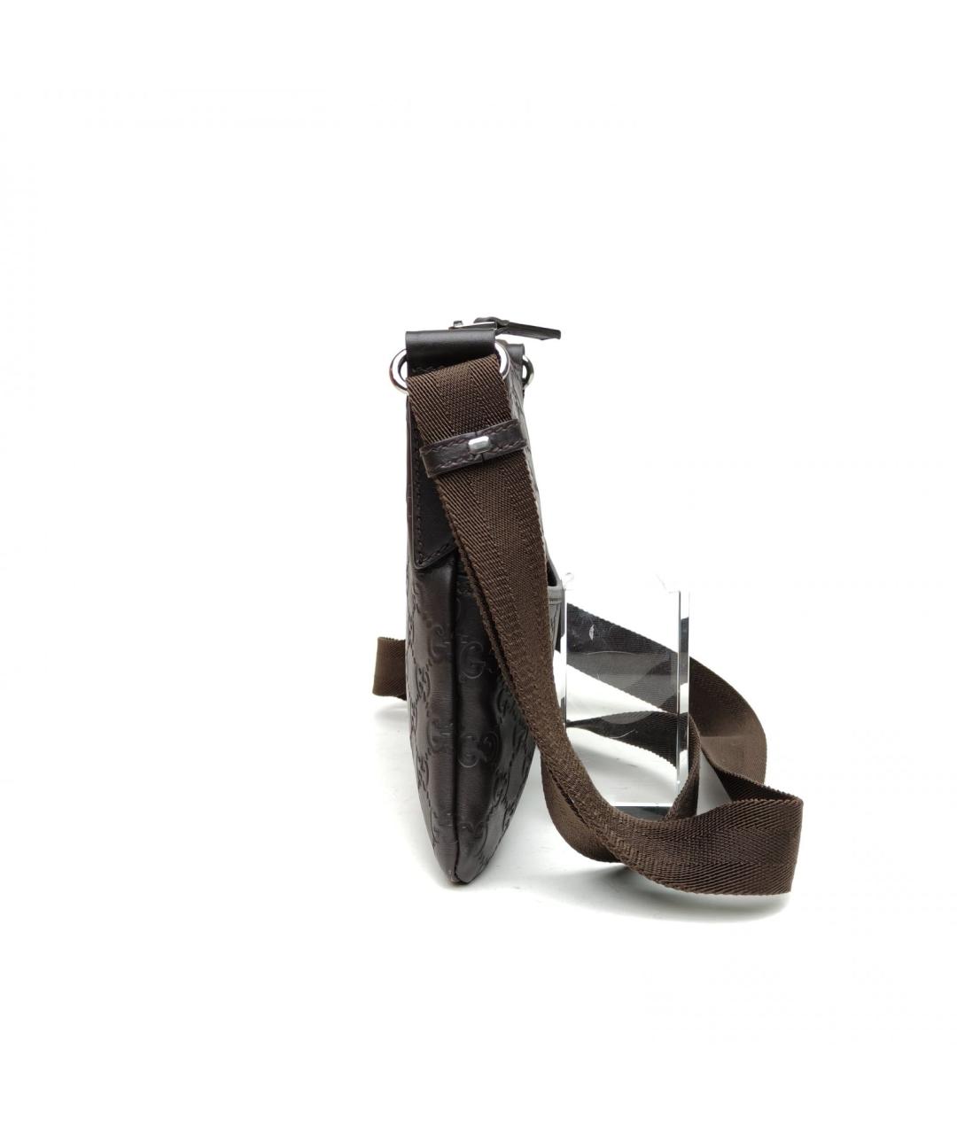 GUCCI Коричневая кожаная сумка через плечо, фото 5