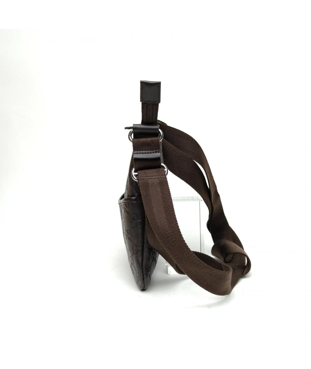 GUCCI Коричневая кожаная сумка через плечо, фото 3