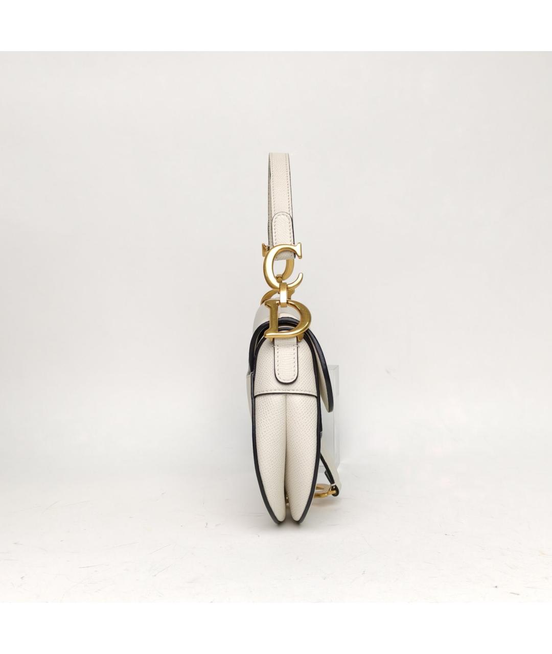 CHRISTIAN DIOR Белая кожаная сумка через плечо, фото 3