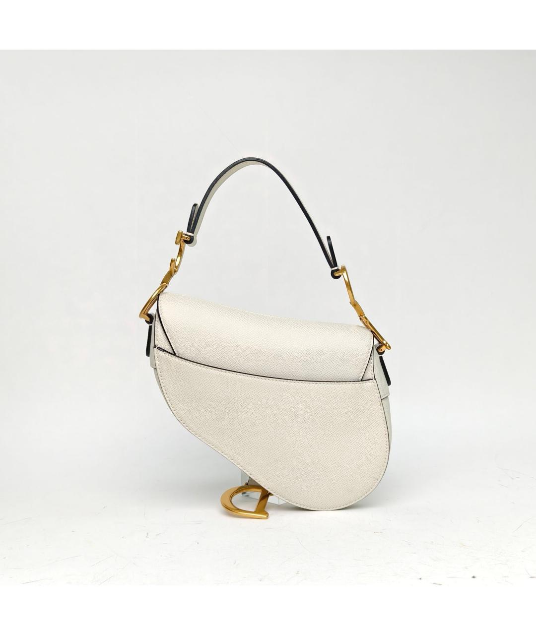 CHRISTIAN DIOR Белая кожаная сумка через плечо, фото 4
