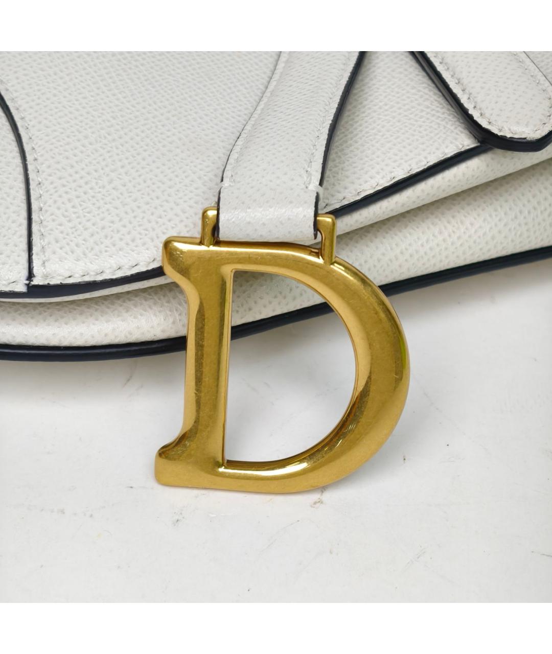 CHRISTIAN DIOR Белая кожаная сумка через плечо, фото 7