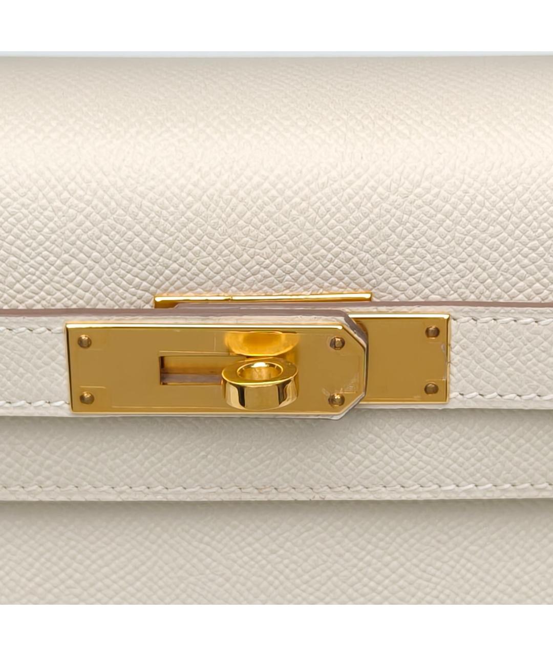 HERMES Белая кожаная сумка с короткими ручками, фото 8