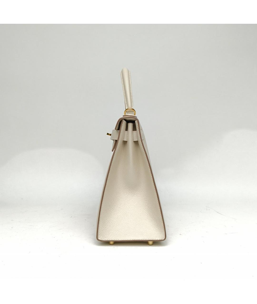 HERMES Белая кожаная сумка с короткими ручками, фото 3