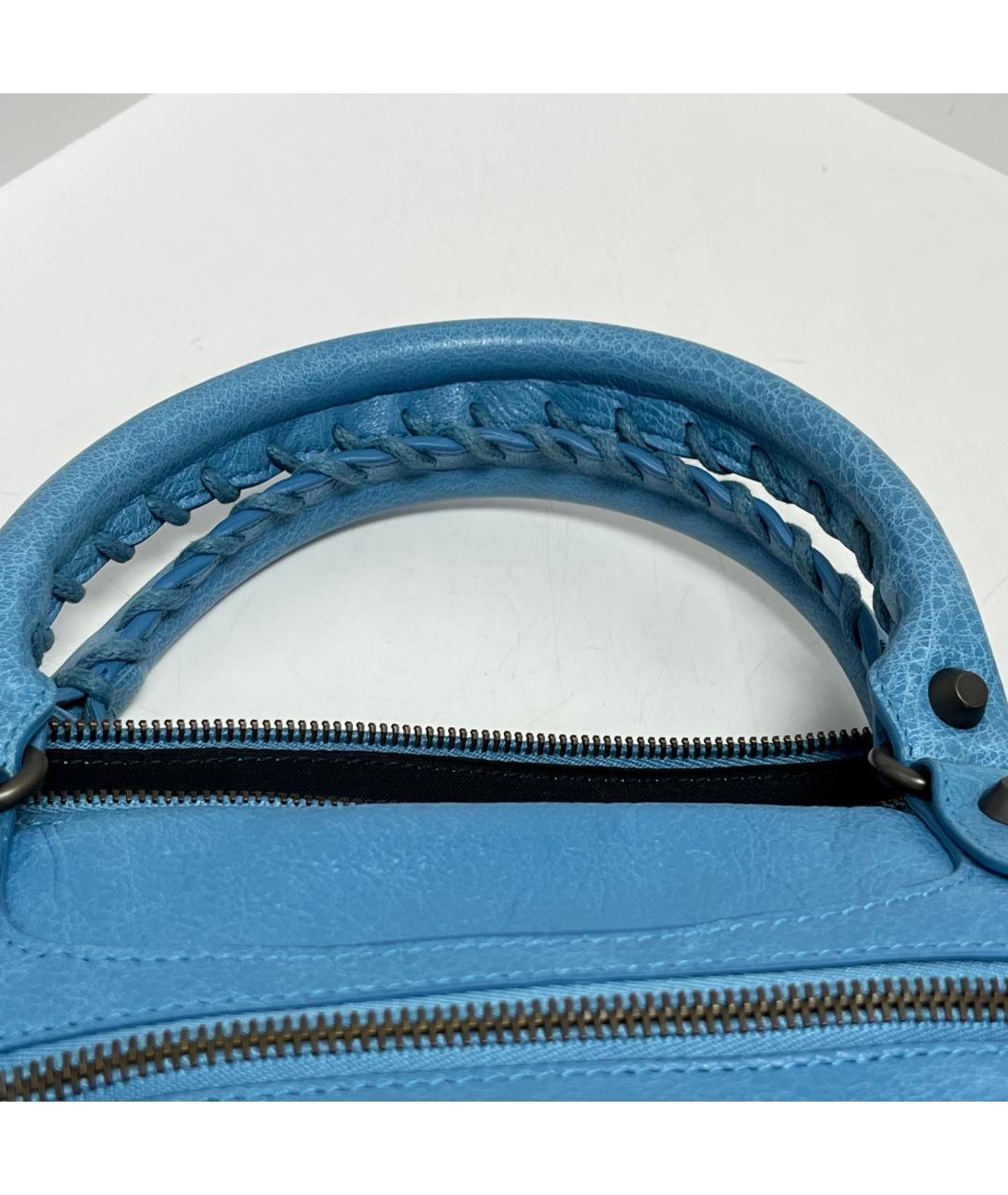 BALENCIAGA Голубая кожаная сумка через плечо, фото 9