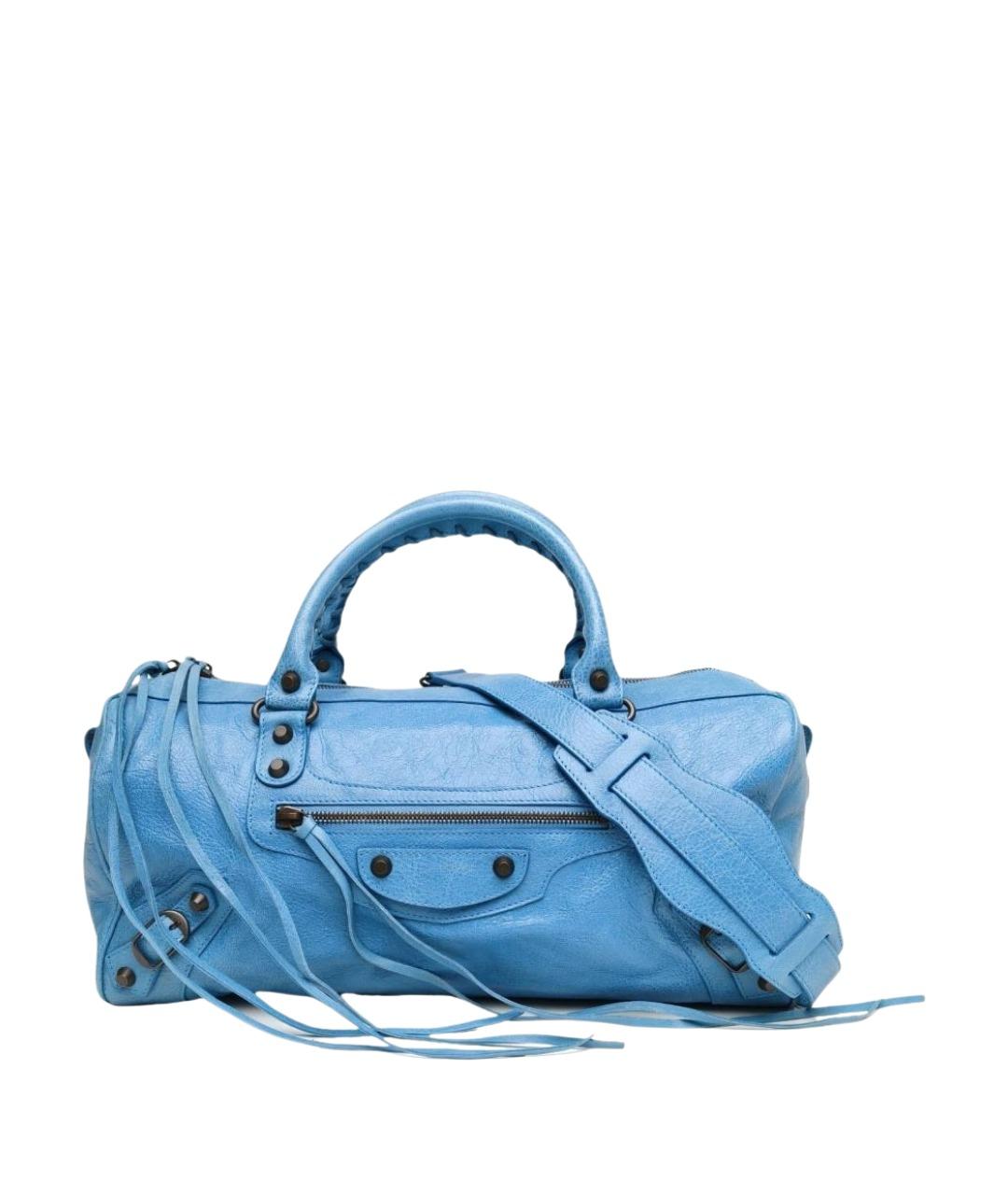 BALENCIAGA Голубая кожаная сумка через плечо, фото 1