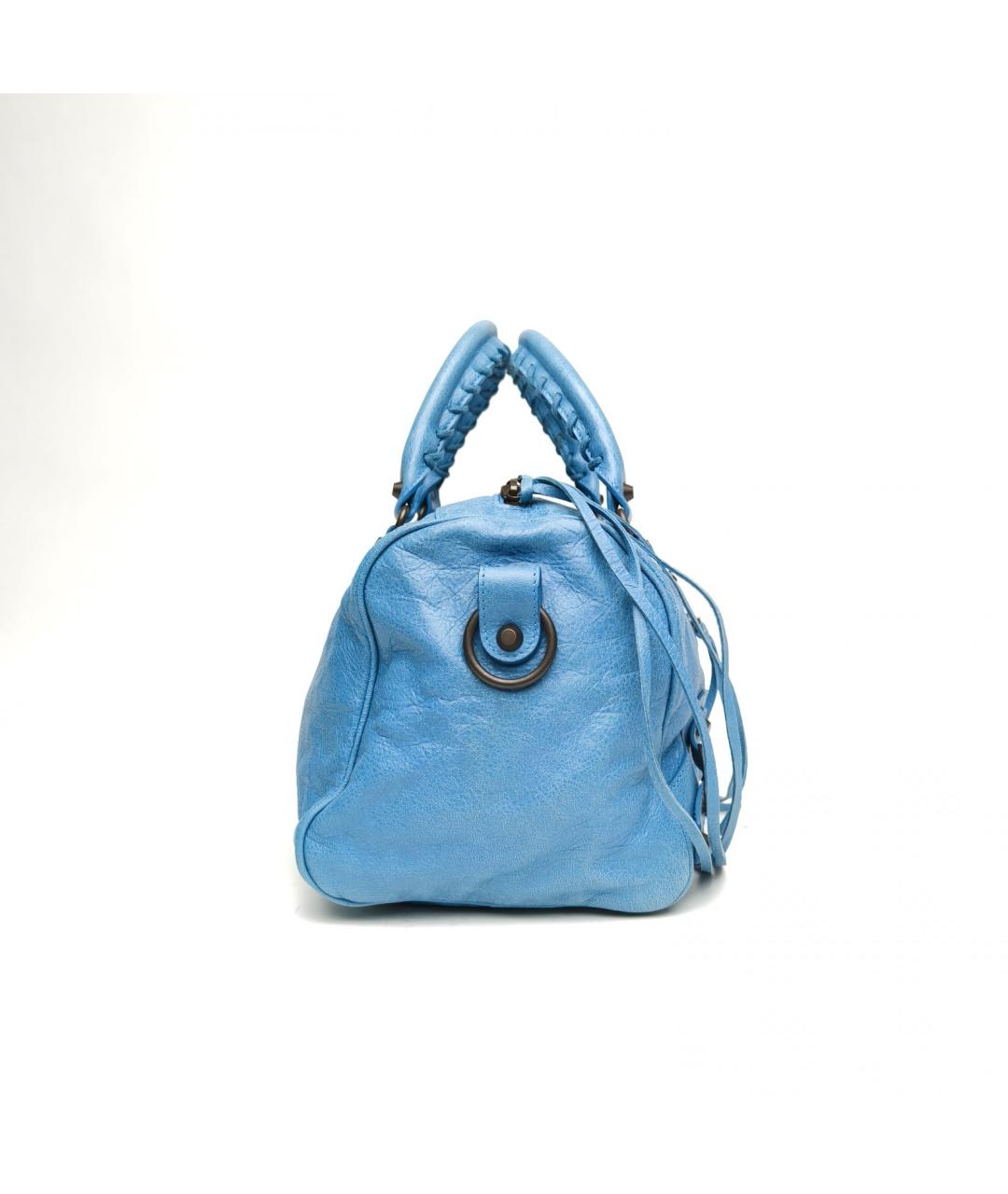 BALENCIAGA Голубая кожаная сумка через плечо, фото 5