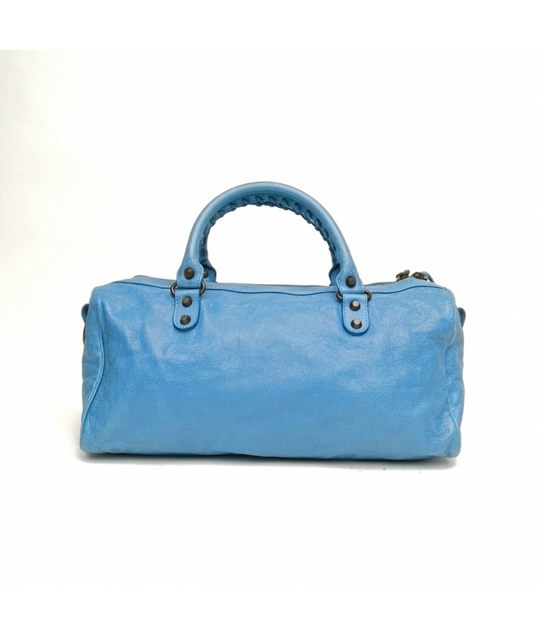 BALENCIAGA Голубая кожаная сумка через плечо, фото 4