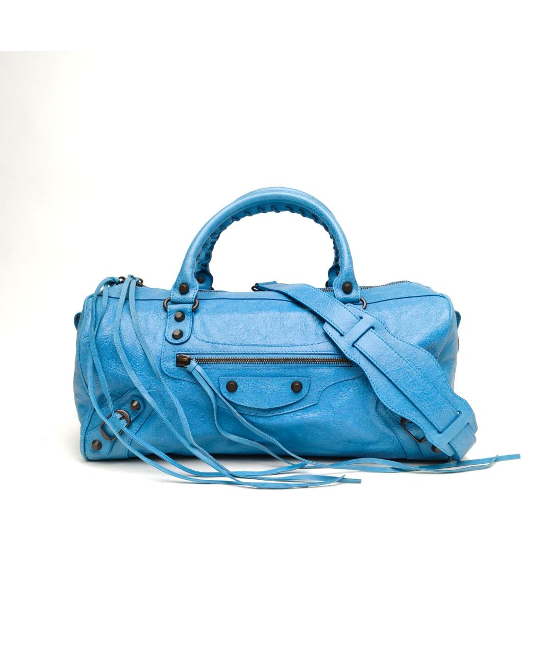 BALENCIAGA Голубая кожаная сумка через плечо, фото 2