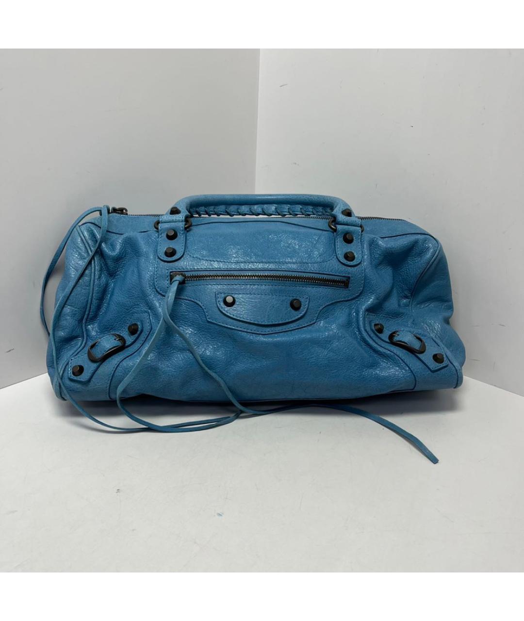 BALENCIAGA Голубая кожаная сумка через плечо, фото 8