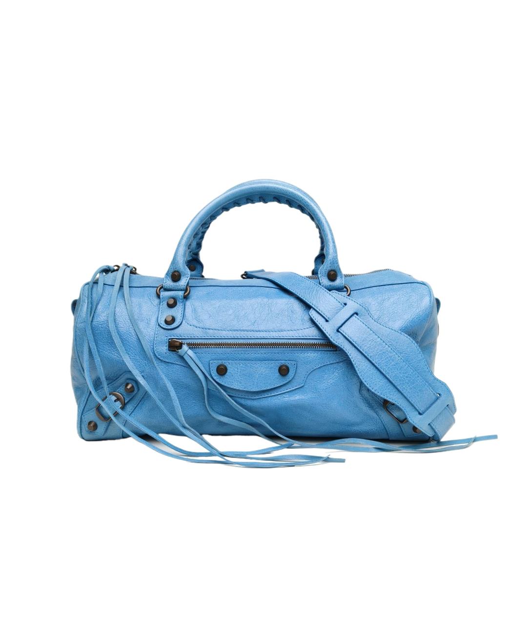 BALENCIAGA Голубая кожаная сумка через плечо, фото 10