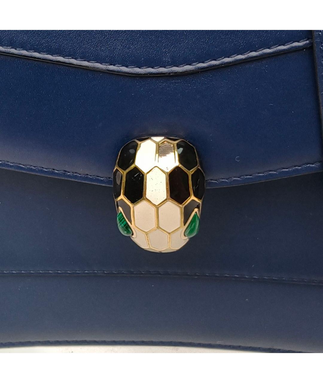 BVLGARI Синяя кожаная сумка с короткими ручками, фото 8