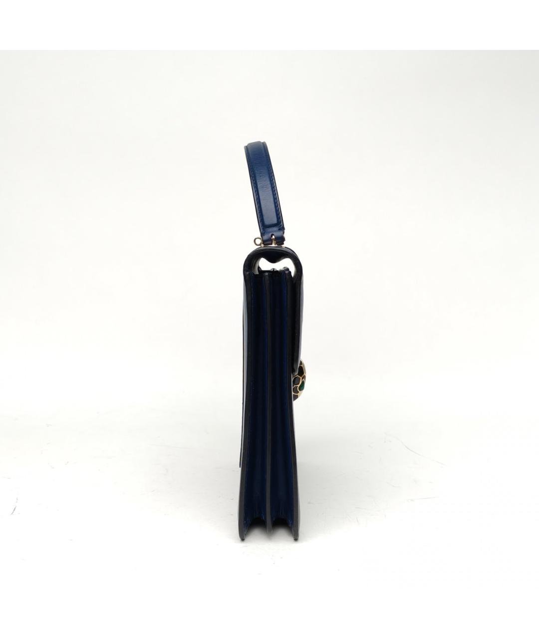 BVLGARI Синяя кожаная сумка с короткими ручками, фото 5