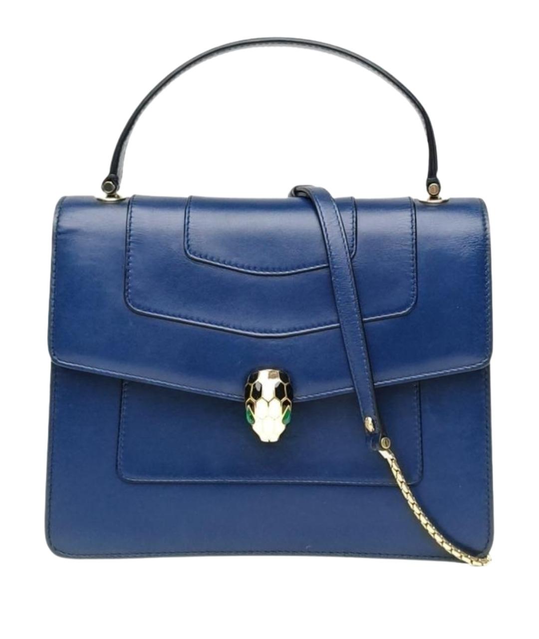 BVLGARI Синяя кожаная сумка с короткими ручками, фото 10