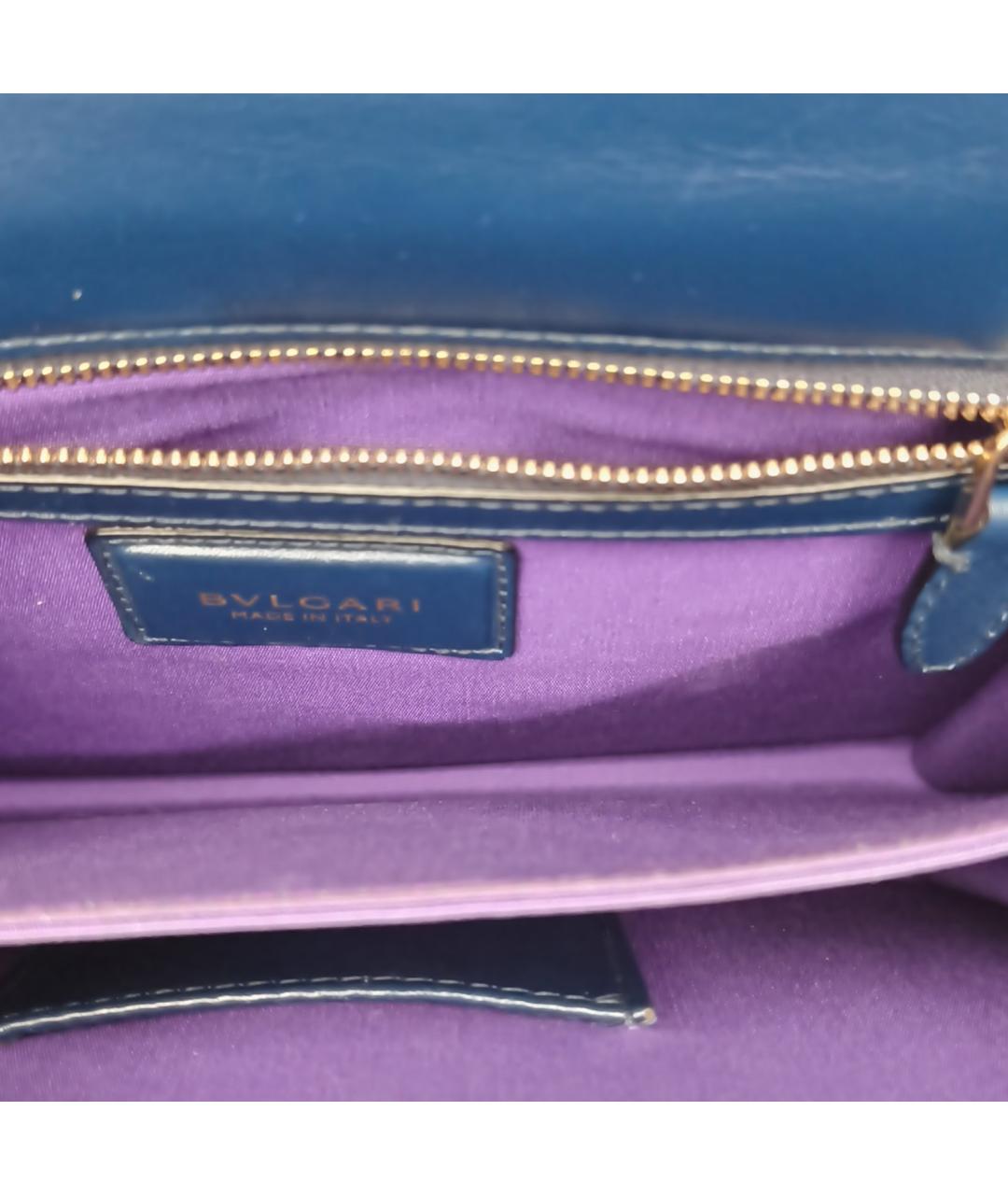 BVLGARI Синяя кожаная сумка с короткими ручками, фото 7