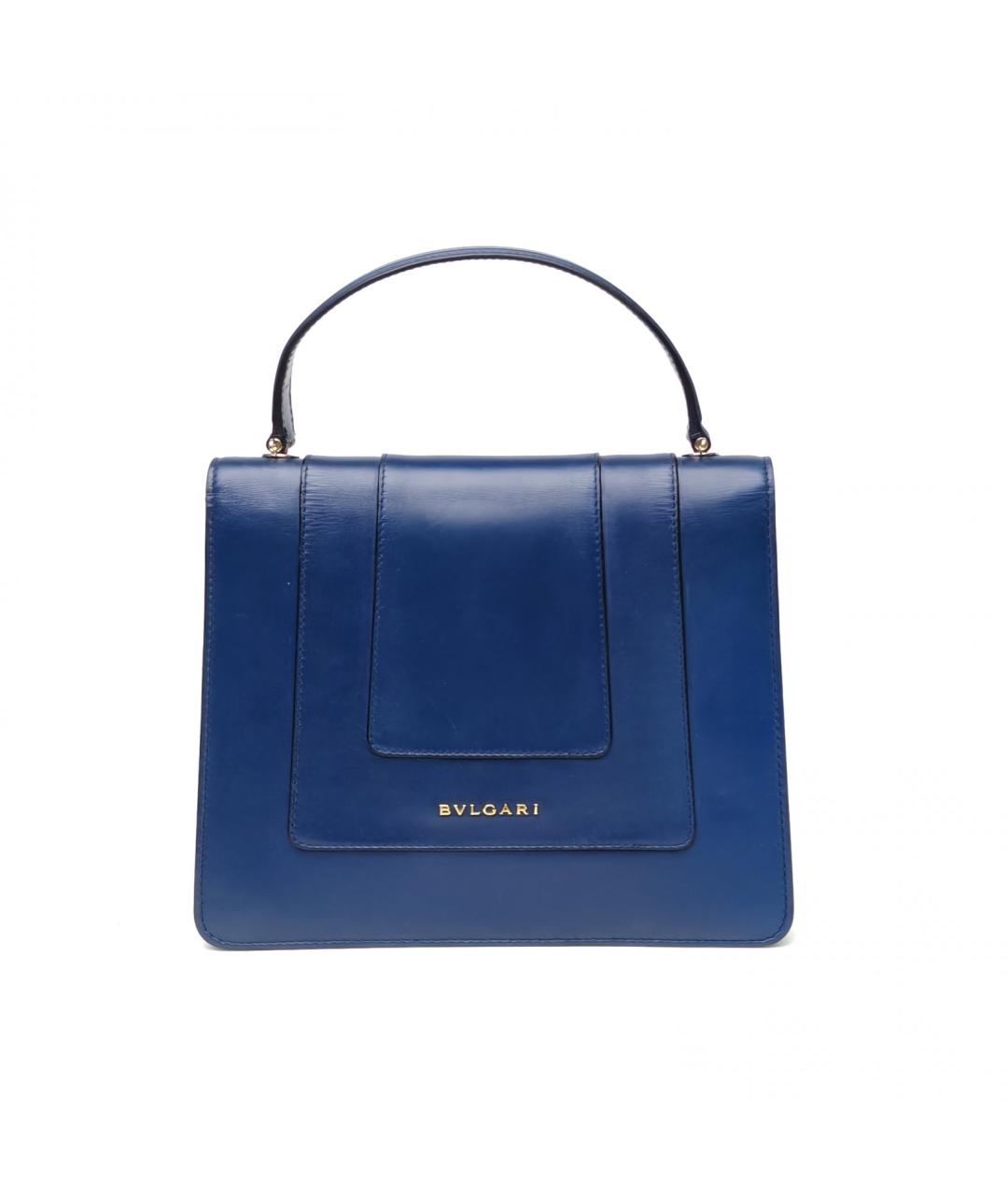 BVLGARI Синяя кожаная сумка с короткими ручками, фото 4