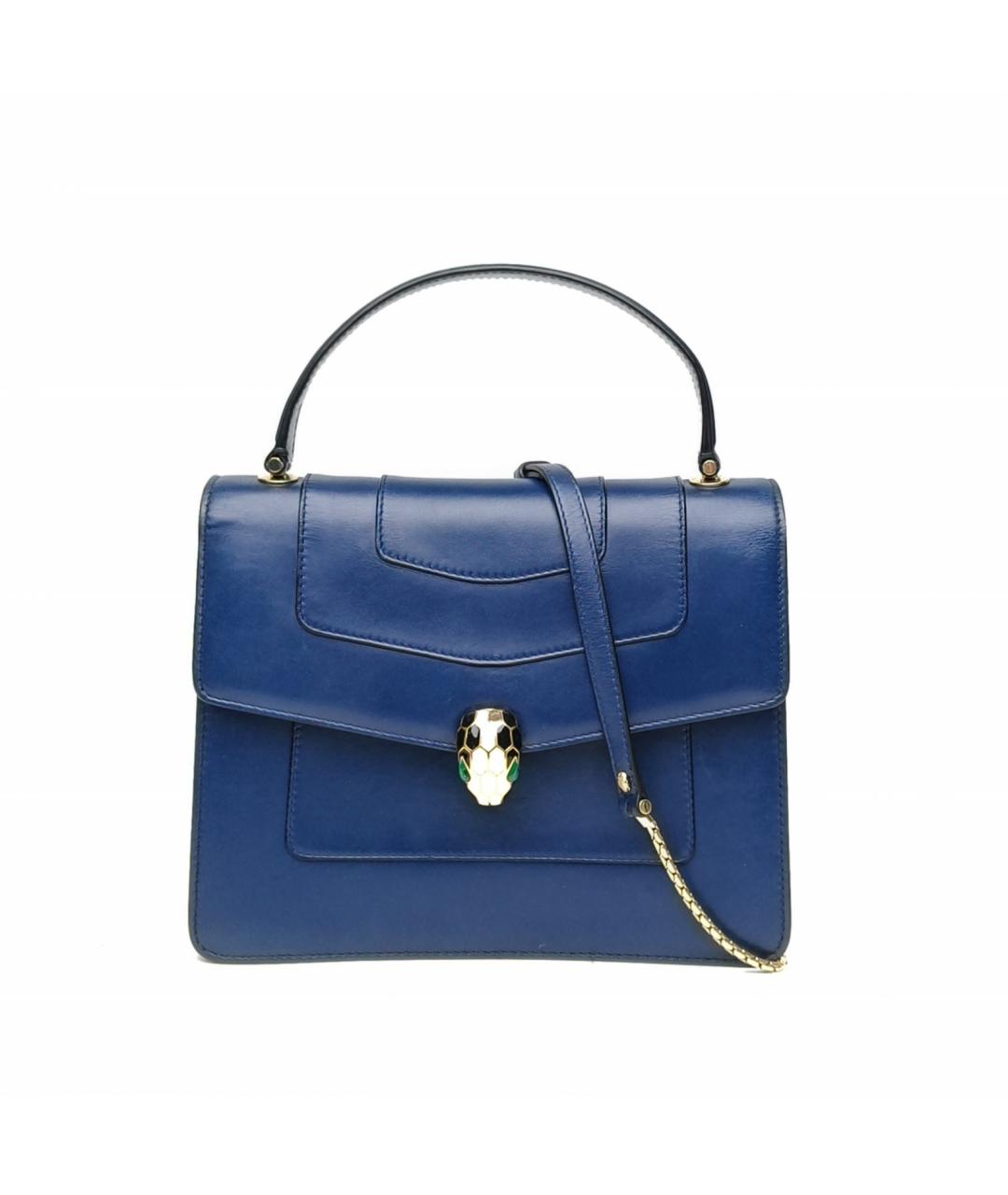 BVLGARI Синяя кожаная сумка с короткими ручками, фото 2
