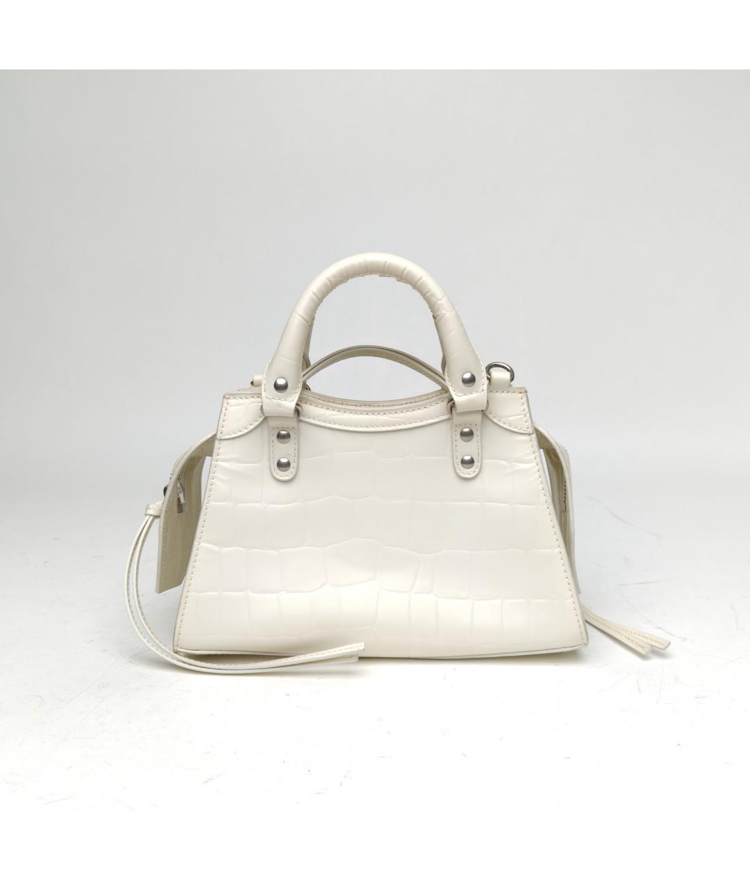 BALENCIAGA Белая кожаная сумка через плечо, фото 4