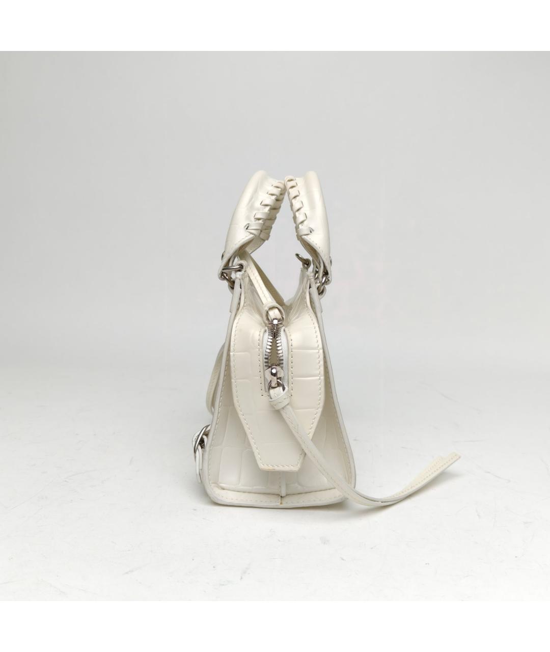 BALENCIAGA Белая кожаная сумка через плечо, фото 3