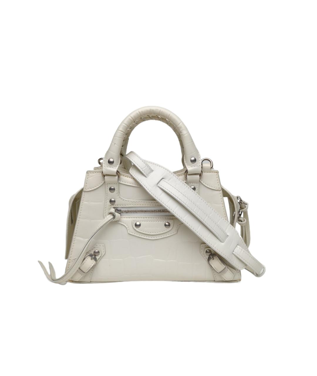 BALENCIAGA Белая кожаная сумка через плечо, фото 10