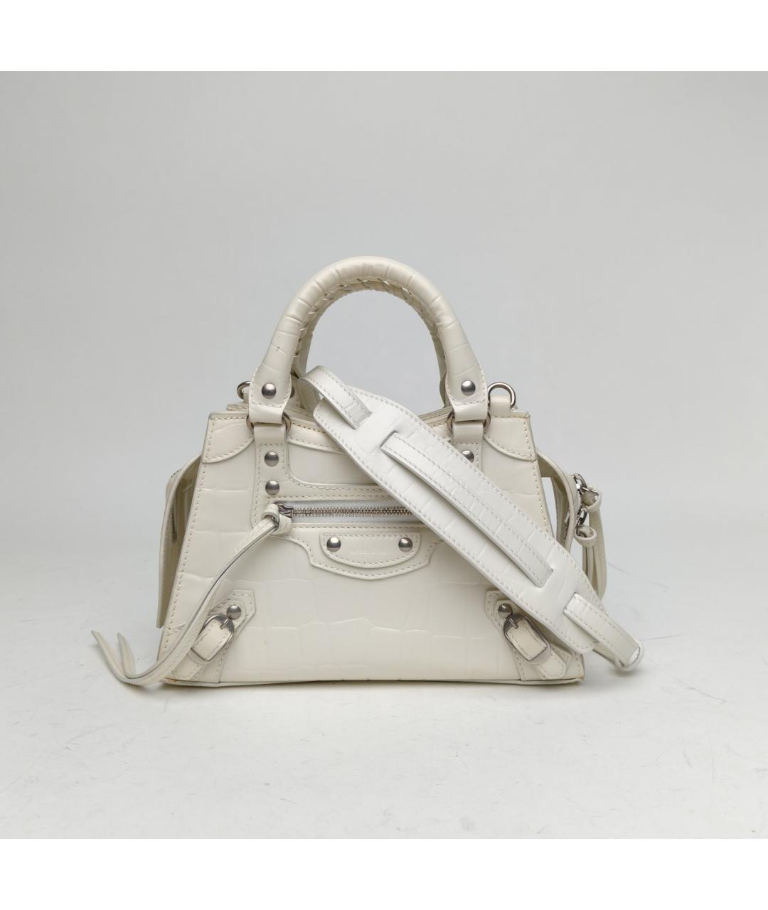 BALENCIAGA Белая кожаная сумка через плечо, фото 2