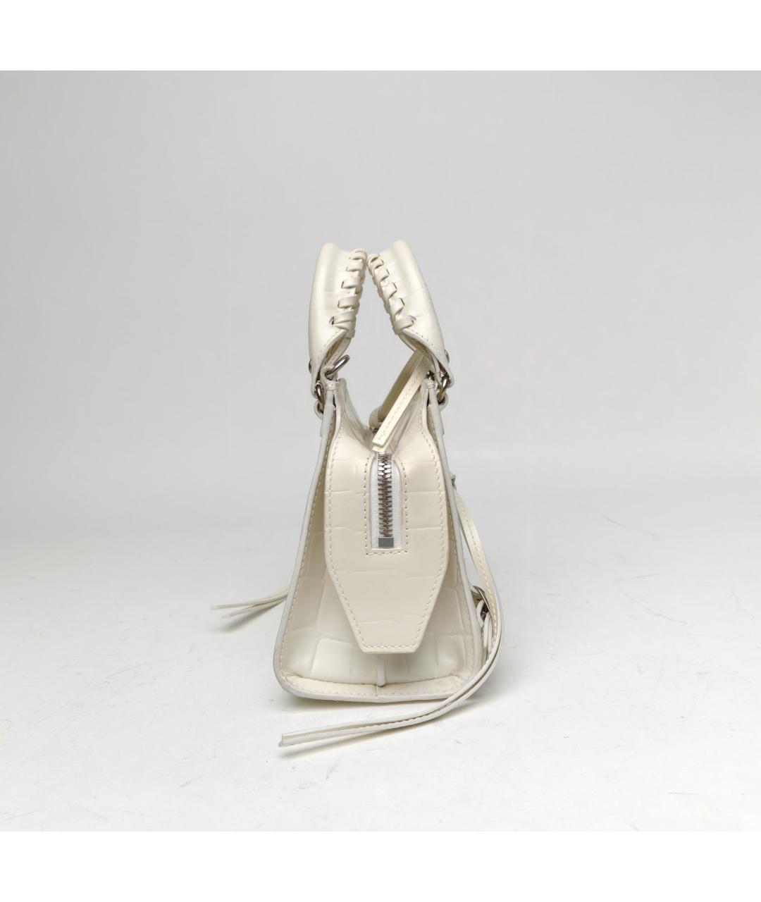 BALENCIAGA Белая кожаная сумка через плечо, фото 5