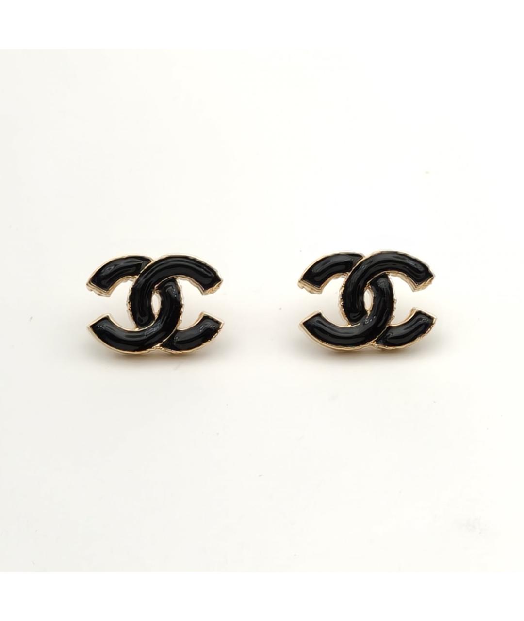 CHANEL Черные металлические серьги, фото 3