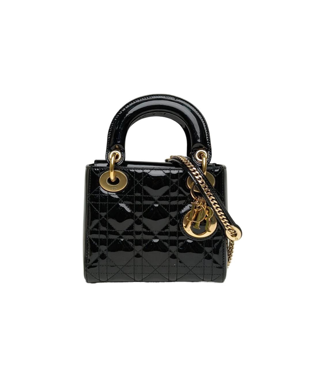 CHRISTIAN DIOR Черная сумка через плечо из лакированной кожи, фото 9