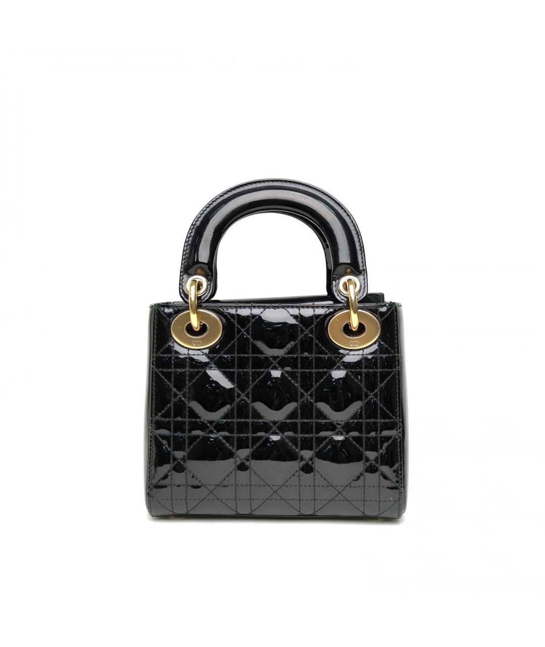 CHRISTIAN DIOR Черная сумка через плечо из лакированной кожи, фото 4