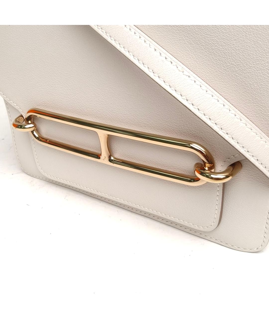 HERMES Белая кожаная сумка через плечо, фото 7