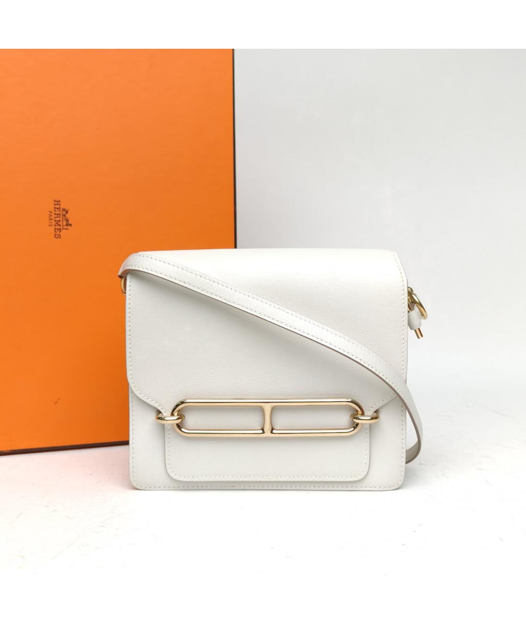 HERMES Белая кожаная сумка через плечо, фото 9