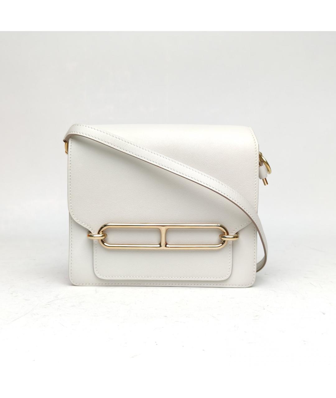 HERMES Белая кожаная сумка через плечо, фото 2