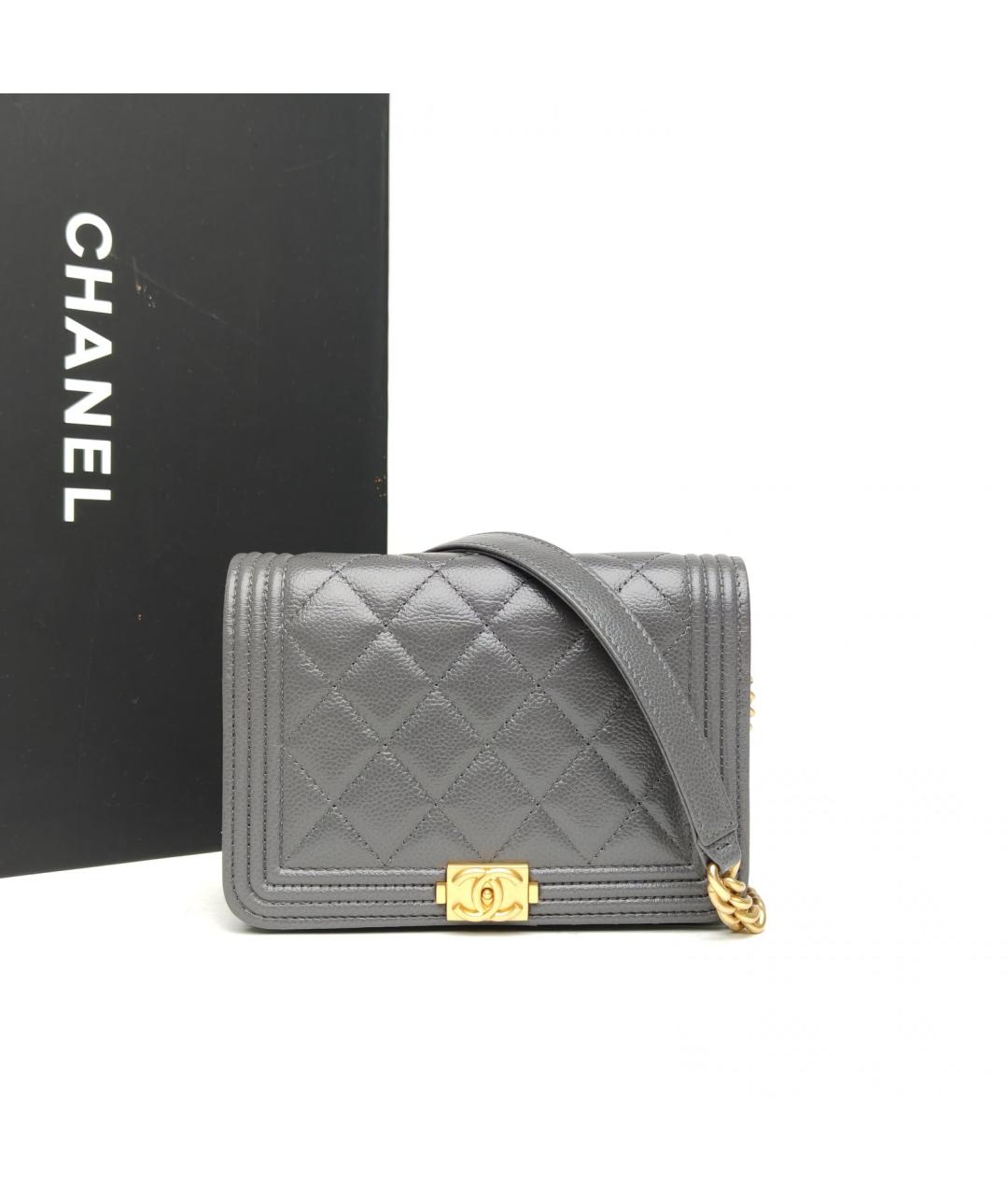 CHANEL Серая кожаная сумка через плечо, фото 9