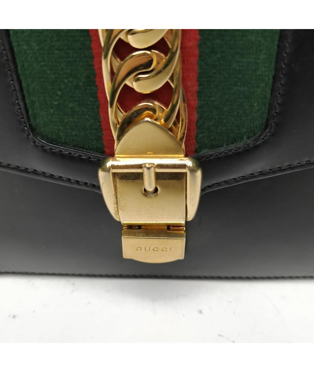 GUCCI Черная кожаная сумка через плечо, фото 7