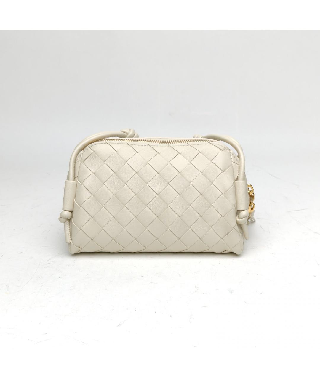 BOTTEGA VENETA Белая кожаная сумка через плечо, фото 4