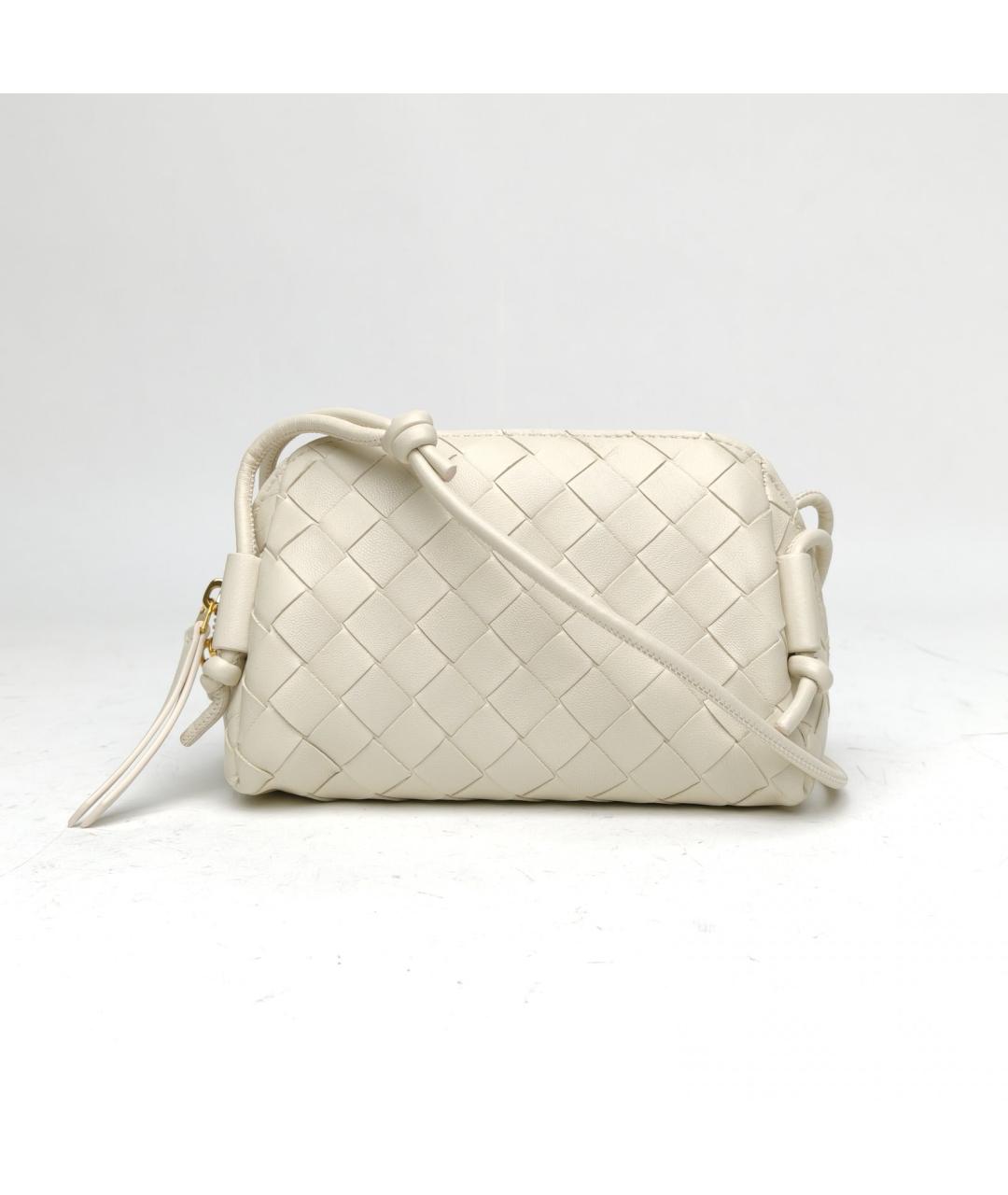 BOTTEGA VENETA Белая кожаная сумка через плечо, фото 2