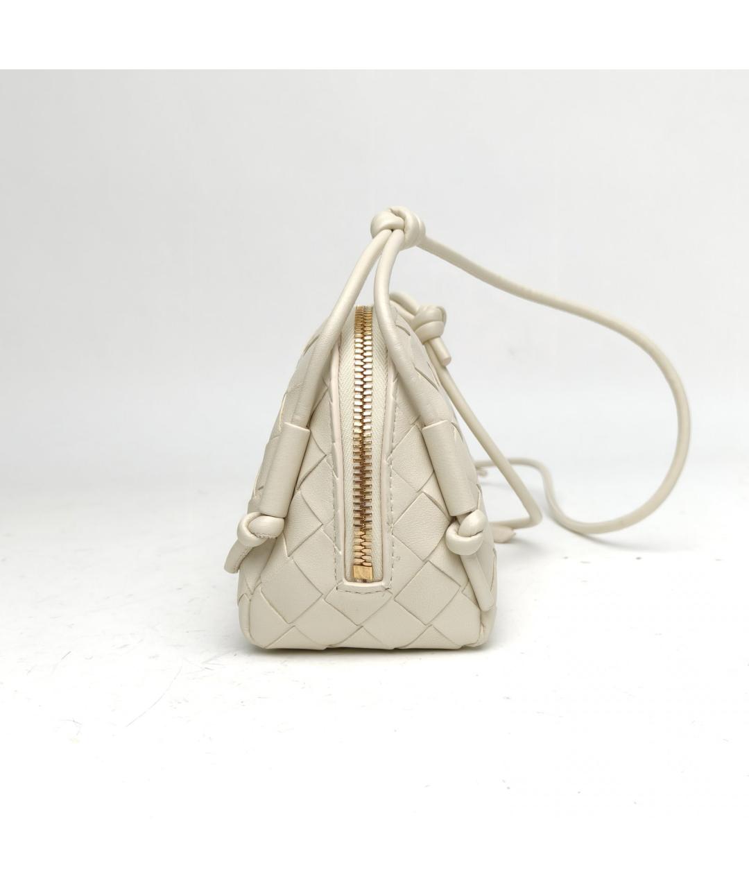 BOTTEGA VENETA Белая кожаная сумка через плечо, фото 3