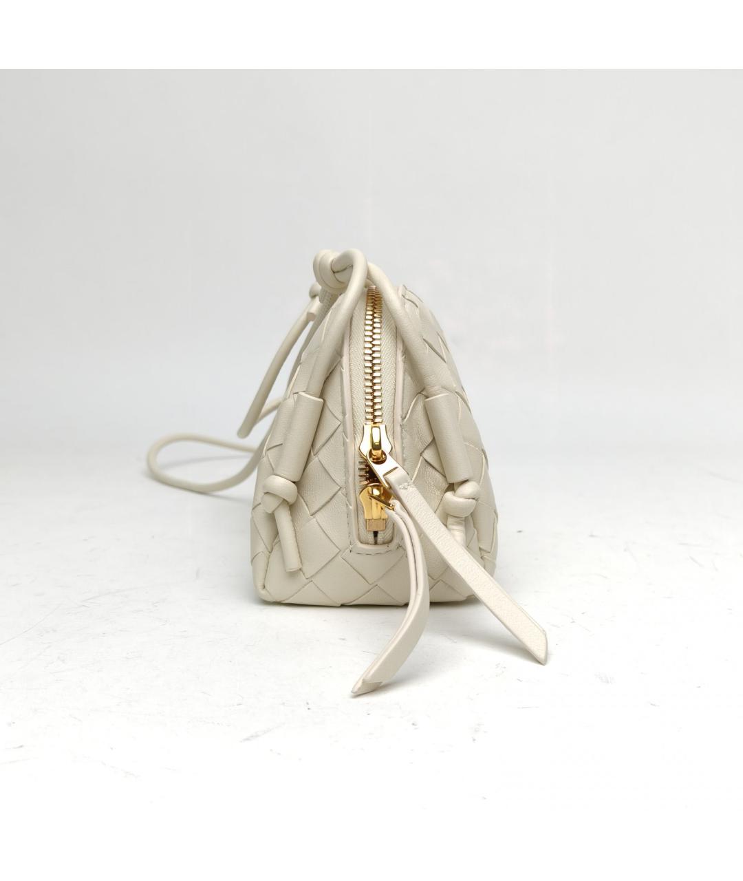 BOTTEGA VENETA Белая кожаная сумка через плечо, фото 5