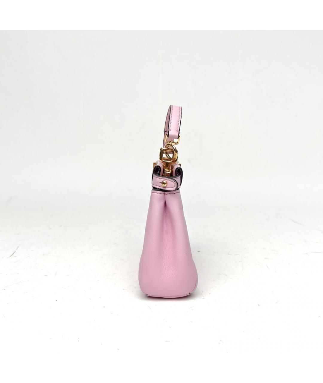 FENDI Розовая кожаная сумка через плечо, фото 3