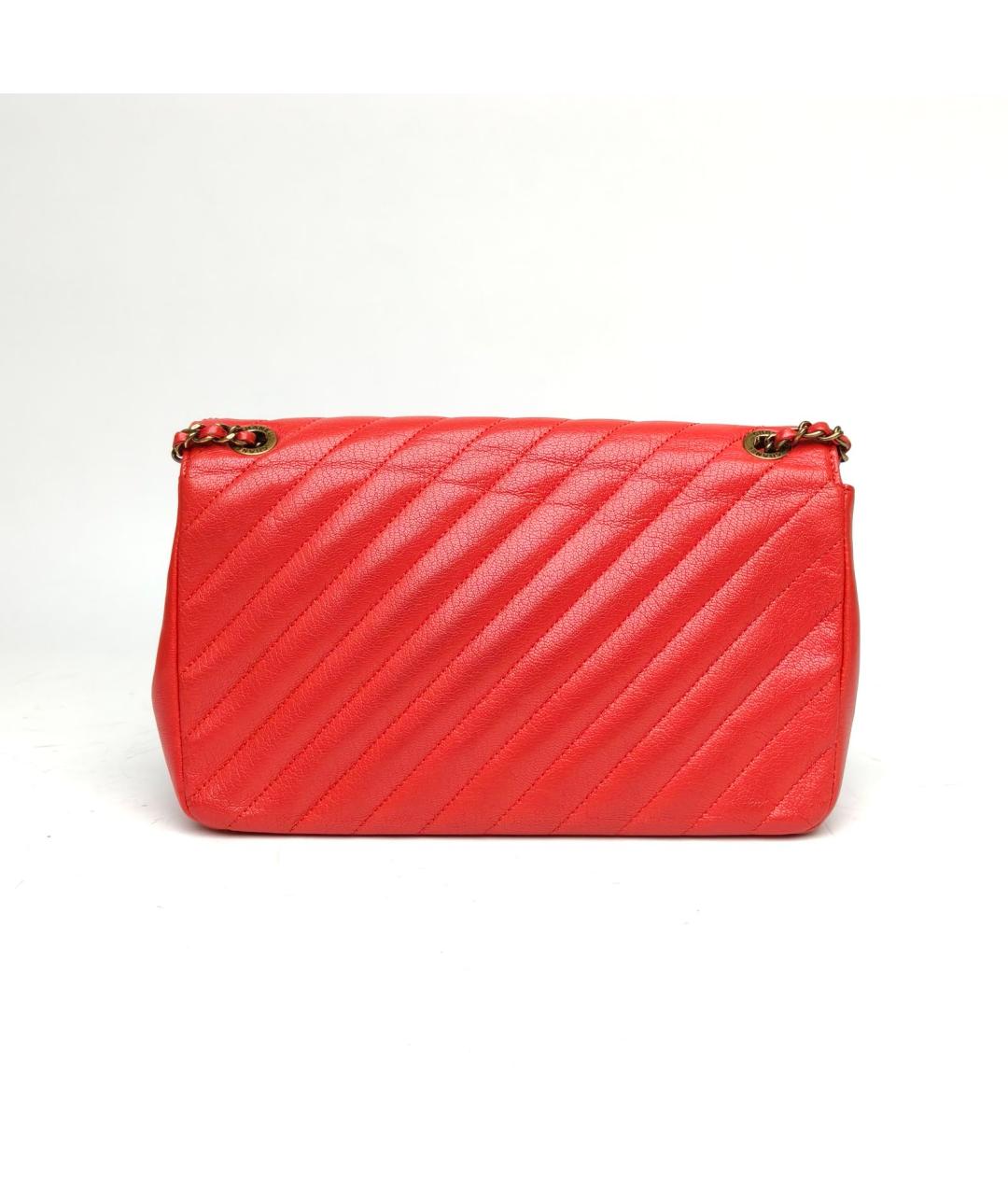 CHANEL Красная кожаная сумка через плечо, фото 4