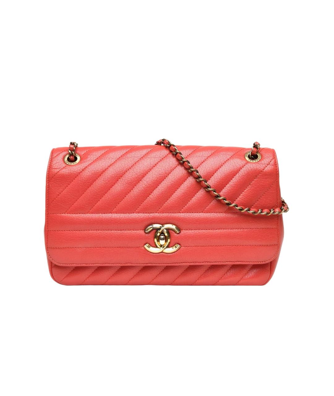 CHANEL Красная кожаная сумка через плечо, фото 9