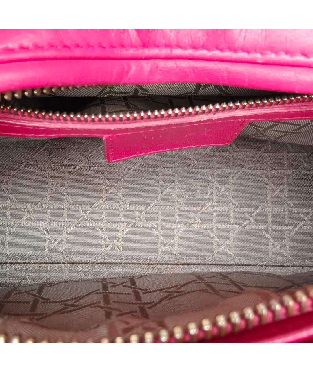CHRISTIAN DIOR Розовая кожаная сумка через плечо, фото 7