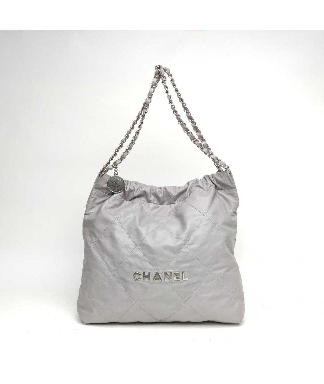 CHANEL Серая кожаная сумка тоут, фото 2