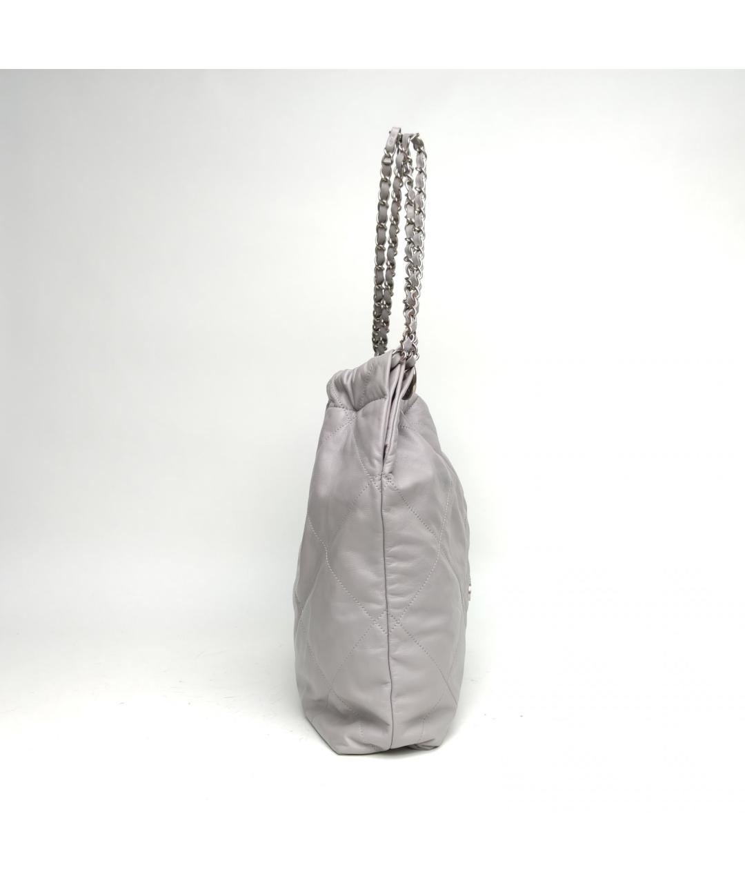 CHANEL Серая кожаная сумка тоут, фото 5