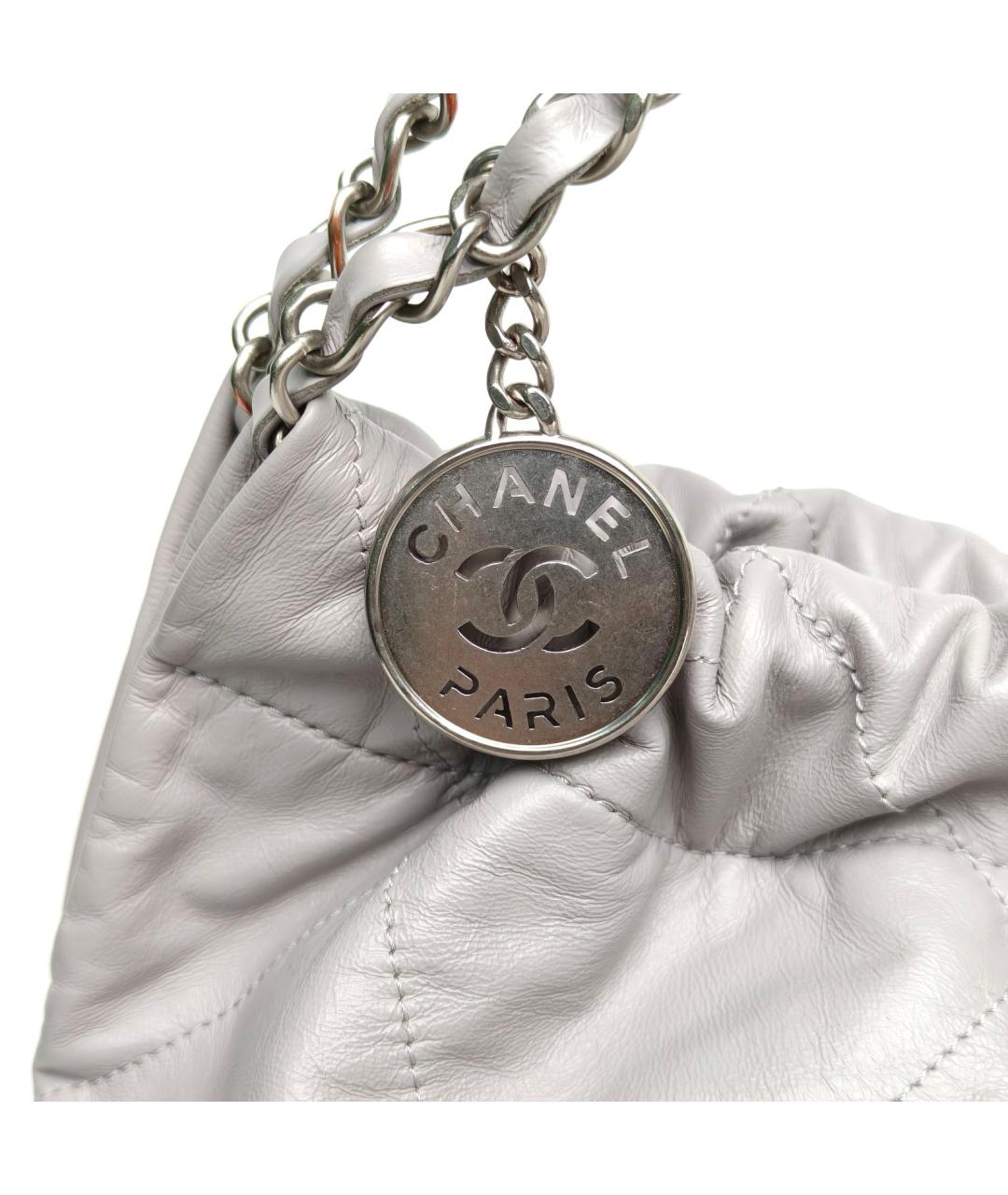 CHANEL Серая кожаная сумка тоут, фото 8