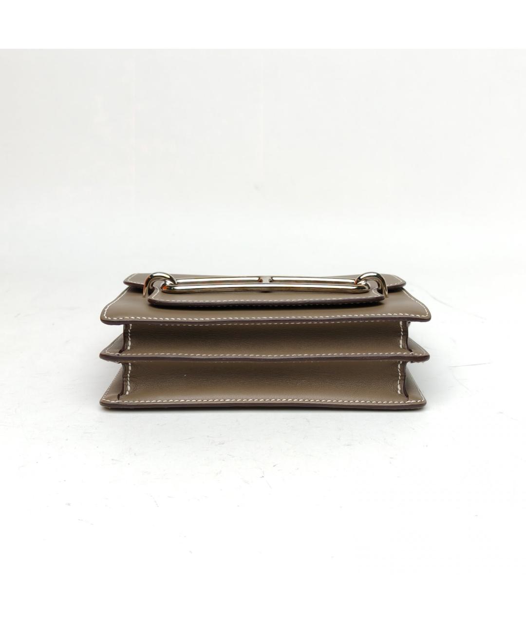 HERMES Серая кожаная сумка через плечо, фото 6