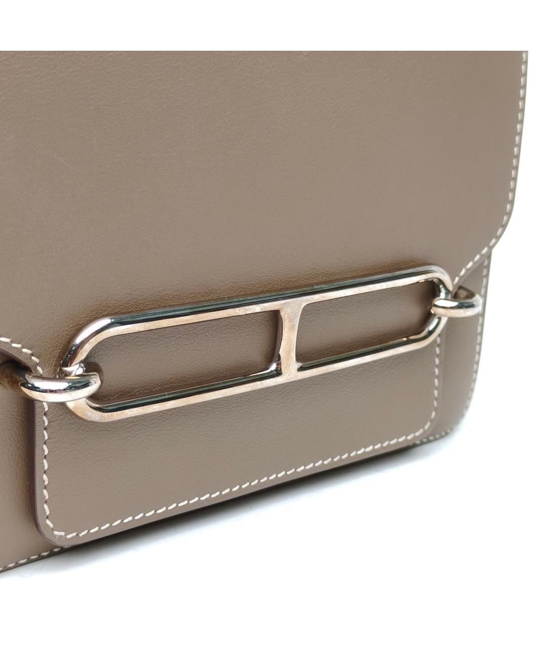 HERMES Серая кожаная сумка через плечо, фото 7