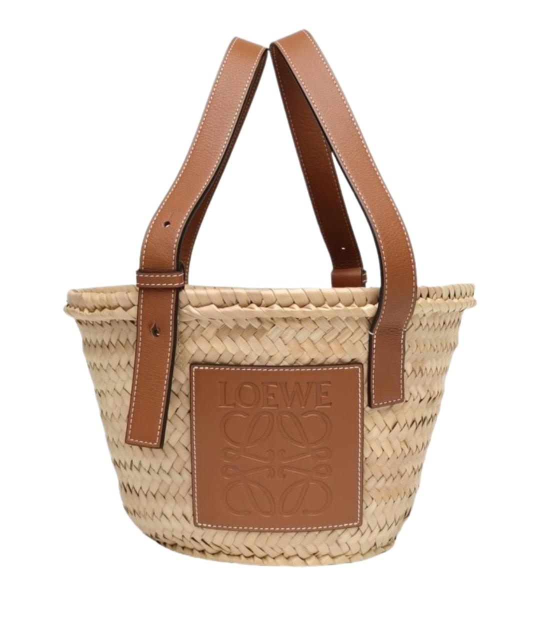 LOEWE Бежевая пелетеная сумка через плечо, фото 1