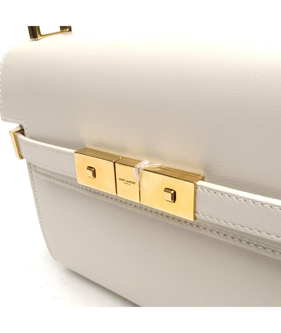 SAINT LAURENT Белая кожаная сумка через плечо, фото 7
